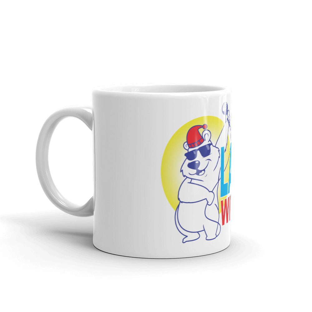 Laugh With Us Ice House White glossy mug